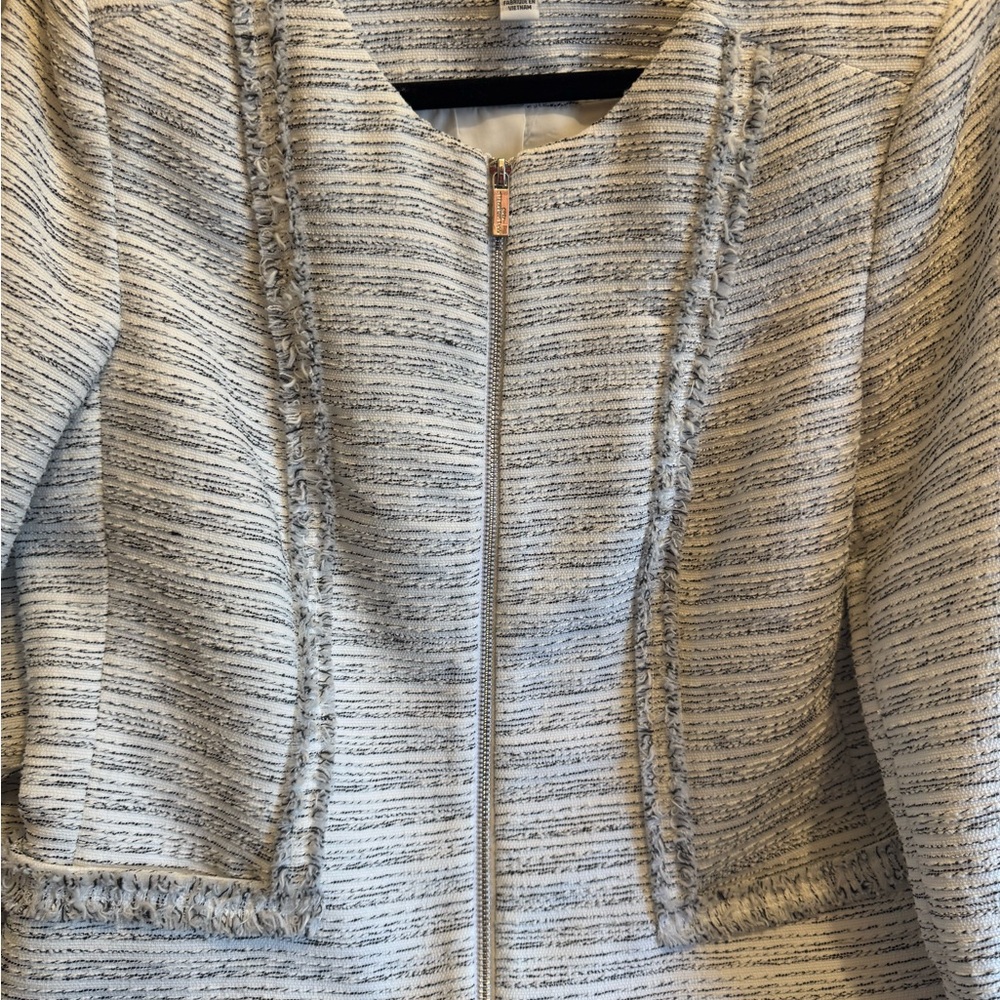KARL LAGERFIELD Light Gray Textured Zip-Front Jacket